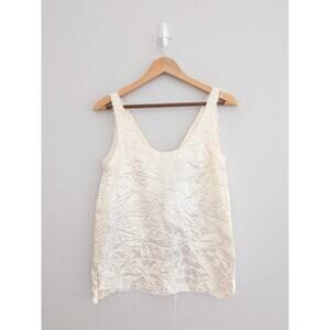 NWT Lanvin Paris Crinkled Satin Tank Top FR 36 US 2 V-Back White Cream $837